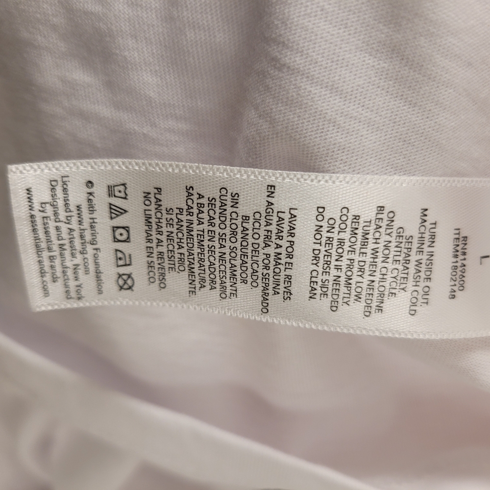 Keith Haring White Short Sleeve Tee with Red Heart - Picture 4 of 4